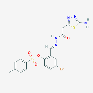 molecular formula C18H16BrN5O4S2 B304886 2-[(E)-{2-[(5-amino-1,3,4-thiadiazol-2-yl)acetyl]hydrazinylidene}methyl]-4-bromophenyl 4-methylbenzenesulfonate 