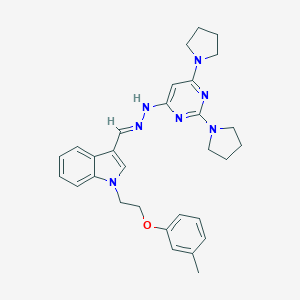 molecular formula C30H35N7O B304888 3-[(E)-{2-[2,6-di(pyrrolidin-1-yl)pyrimidin-4-yl]hydrazinylidene}methyl]-1-[2-(3-methylphenoxy)ethyl]-1H-indole 