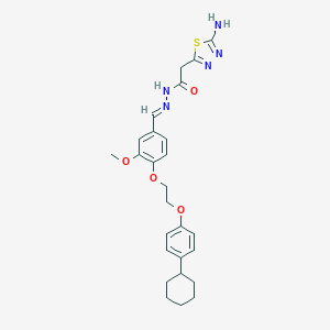 molecular formula C26H31N5O4S B304890 2-(5-amino-1,3,4-thiadiazol-2-yl)-N'-[(E)-{4-[2-(4-cyclohexylphenoxy)ethoxy]-3-methoxyphenyl}methylidene]acetohydrazide 