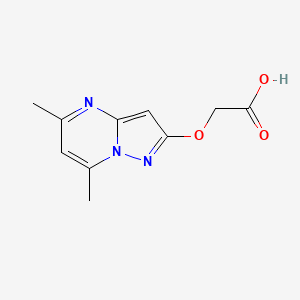 molecular formula C10H11N3O3 B3048906 2-({5,7-Dimethylpyrazolo[1,5-a]pyrimidin-2-yl}oxy)acetic acid CAS No. 1855906-83-0