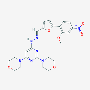 molecular formula C24H27N7O6 B304891 4,4'-{6-[(2E)-2-{[5-(2-methoxy-4-nitrophenyl)furan-2-yl]methylidene}hydrazinyl]pyrimidine-2,4-diyl}dimorpholine 