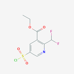 Ethyl 5-(chlorosulfonyl)-2-(difluoromethyl)pyridine-3-carboxylate