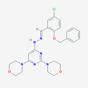 molecular formula C26H29ClN6O3 B304893 2-(Benzyloxy)-5-chlorobenzaldehyde (2,6-dimorpholin-4-ylpyrimidin-4-yl)hydrazone 