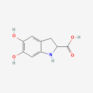 molecular formula C9H9NO4 B3048948 5,6-Dihydroxyindoline-2-carboxylic acid CAS No. 18791-20-3