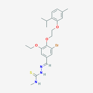 molecular formula C23H30BrN3O3S B304895 (2E)-2-(3-bromo-5-ethoxy-4-{2-[5-methyl-2-(propan-2-yl)phenoxy]ethoxy}benzylidene)-N-methylhydrazinecarbothioamide 