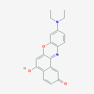 molecular formula C20H18N2O3 B3048970 5H-Benzo[a]phenoxazin-5-one, 9-(diethylamino)-2-hydroxy- CAS No. 188712-75-6
