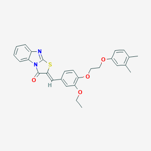 molecular formula C28H26N2O4S B304902 (2Z)-2-{4-[2-(3,4-dimethylphenoxy)ethoxy]-3-ethoxybenzylidene}[1,3]thiazolo[3,2-a]benzimidazol-3(2H)-one 