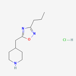 molecular formula C11H20ClN3O B3049029 4-[(3-Propyl-1,2,4-oxadiazol-5-yl)methyl]piperidine hydrochloride CAS No. 1909305-95-8