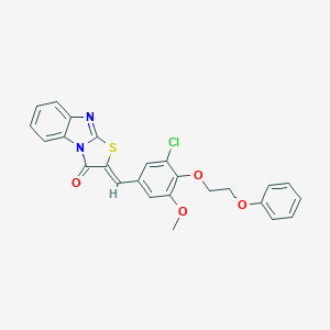 molecular formula C25H19ClN2O4S B304903 (2Z)-2-[3-chloro-5-methoxy-4-(2-phenoxyethoxy)benzylidene][1,3]thiazolo[3,2-a]benzimidazol-3(2H)-one 