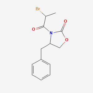 molecular formula C13H14BrNO3 B3049083 4-Benzyl-3-(2-bromopropanoyl)-1,3-oxazolidin-2-one CAS No. 192864-91-8