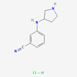 molecular formula C11H14ClN3 B3049146 3-[(Pyrrolidin-3-yl)amino]benzonitrile hydrochloride CAS No. 1955531-78-8