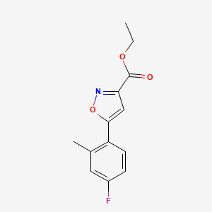 molecular formula C13H12FNO3 B3049153 Ethyl 5-(4-fluoro-2-methylphenyl)isoxazole-3-carboxylate CAS No. 1956356-21-0
