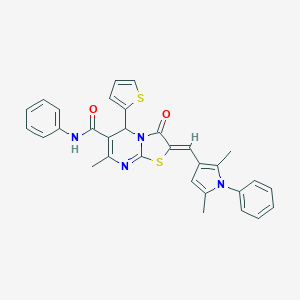 molecular formula C31H26N4O2S2 B304916 2-[(2,5-dimethyl-1-phenyl-1H-pyrrol-3-yl)methylene]-7-methyl-3-oxo-N-phenyl-5-(2-thienyl)-2,3-dihydro-5H-[1,3]thiazolo[3,2-a]pyrimidine-6-carboxamide 