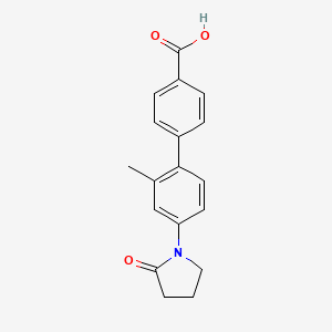 molecular formula C18H17NO3 B3049195 2'-Methyl-4'-(2-oxopyrrolidin-1-yl)[1,1'-biphenyl]-4-carboxylic acid CAS No. 197450-40-1