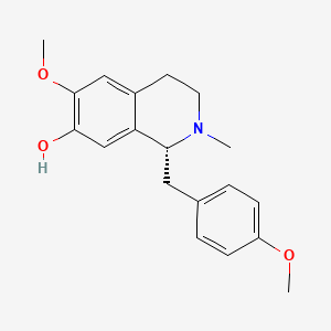 molecular formula C19H23NO3 B3049230 (1R)-6-Methoxy-1-((4-methoxyphenyl)methyl)-2-methyl-3,4-dihydro-1H-isoquinolin-7-ol CAS No. 19879-50-6
