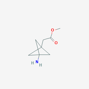molecular formula C8H13NO2 B3049249 Methyl 2-{3-aminobicyclo[1.1.1]pentan-1-yl}acetate CAS No. 1995848-10-6