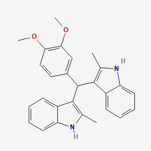 molecular formula C27H26N2O2 B3049251 1H-Indole, 3,3'-[(3,4-dimethoxyphenyl)methylene]bis[2-methyl- CAS No. 199605-23-7