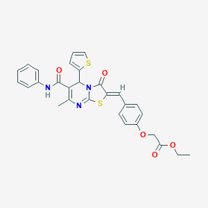 ethyl {4-[(6-(anilinocarbonyl)-7-methyl-3-oxo-5-(2-thienyl)-5H-[1,3]thiazolo[3,2-a]pyrimidin-2(3H)-ylidene)methyl]phenoxy}acetate