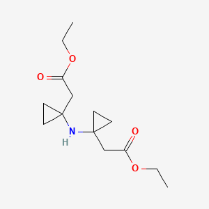 molecular formula C14H23NO4 B3049288 Ethyl 2-(1-{[1-(2-ethoxy-2-oxoethyl)cyclopropyl]amino}cyclopropyl)acetate CAS No. 2007924-94-7
