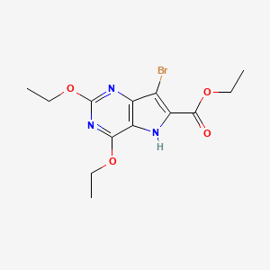molecular formula C13H16BrN3O4 B3049376 Ethyl 7-bromo-2,4-diethoxy-5H-pyrrolo[3,2-d]pyrimidine-6-carboxylate CAS No. 20419-71-0