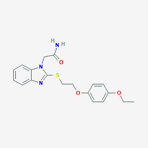 molecular formula C19H21N3O3S B304939 2-{2-[2-(4-Ethoxy-phenoxy)-ethylsulfanyl]-benzoimidazol-1-yl}-acetamide 