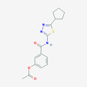 molecular formula C16H17N3O3S B304942 3-[(5-Cyclopentyl-1,3,4-thiadiazol-2-yl)carbamoyl]phenyl acetate 
