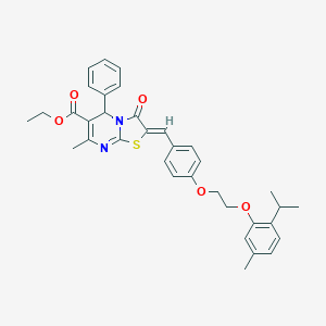 molecular formula C35H36N2O5S B304946 ethyl 2-{4-[2-(2-isopropyl-5-methylphenoxy)ethoxy]benzylidene}-7-methyl-3-oxo-5-phenyl-2,3-dihydro-5H-[1,3]thiazolo[3,2-a]pyrimidine-6-carboxylate 