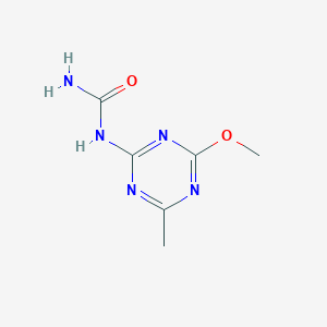 molecular formula C6H9N5O2 B3049479 N-(4-Methoxy-6-methyl-1,3,5-triazin-2-yl)urea CAS No. 208252-67-9