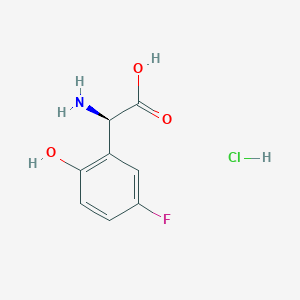 molecular formula C8H9ClFNO3 B3049499 (2R)-2-Amino-2-(5-fluoro-2-hydroxyphenyl)acetic acid HCl CAS No. 2089388-98-5