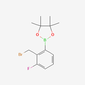 molecular formula C13H17BBrFO2 B3049522 2-[2-(Bromomethyl)-3-fluorophenyl]-4,4,5,5-tetramethyl-1,3,2-dioxaborolane CAS No. 2096332-57-7