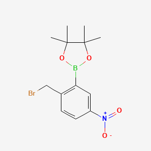 molecular formula C13H17BBrNO4 B3049524 2-溴甲基-5-硝基苯基硼酸，频哪醇酯 CAS No. 2096333-96-7