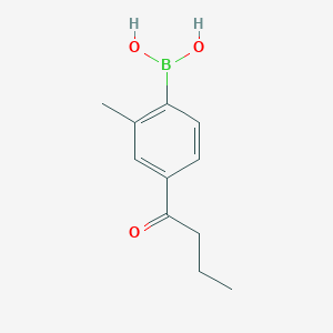 molecular formula C11H15BO3 B3049526 4-丁酰基-2-甲基苯基硼酸 CAS No. 2096334-25-5