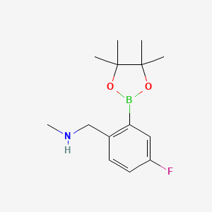 molecular formula C14H21BFNO2 B3049527 2-(N-Methylaminomethyl)-5-fluorophenylboronic acid, pinacol ester CAS No. 2096334-69-7