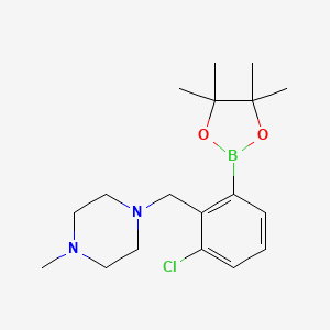 molecular formula C18H28BClN2O2 B3049535 3-氯-2-(4-甲基哌嗪甲基)苯硼酸，频哪醇酯 CAS No. 2096340-35-9