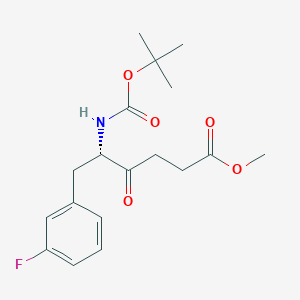 molecular formula C18H24FNO5 B3049556 (S)-methyl 5-((tert-butoxycarbonyl)amino)-6-(3-fluorophenyl)-4-oxohexanoate CAS No. 2102412-78-0