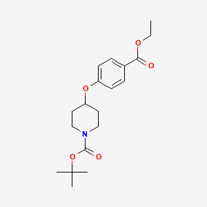 molecular formula C19H27NO5 B3049578 tert-Butyl 4-(4-(ethoxycarbonyl)phenoxy)piperidine-1-carboxylate CAS No. 210962-44-0