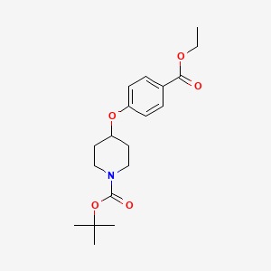 molecular formula C19H27NO5 B3049578 叔丁基 4-(4-(乙氧羰基)苯氧基)哌啶-1-羧酸酯 CAS No. 210962-44-0