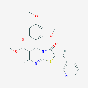 molecular formula C23H21N3O5S B304959 methyl 5-(2,4-dimethoxyphenyl)-7-methyl-3-oxo-2-(3-pyridinylmethylene)-2,3-dihydro-5H-[1,3]thiazolo[3,2-a]pyrimidine-6-carboxylate 