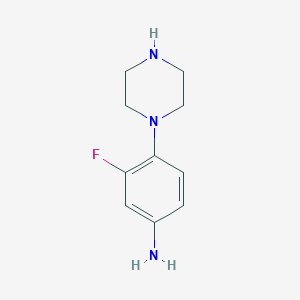 molecular formula C10H14FN3 B3049623 3-Fluoro-4-(piperazin-1-yl)aniline CAS No. 212694-67-2