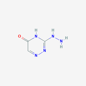 molecular formula C3H5N5O B3049644 3-Hydrazinyl-1,2,4-triazin-5-ol CAS No. 21383-22-2