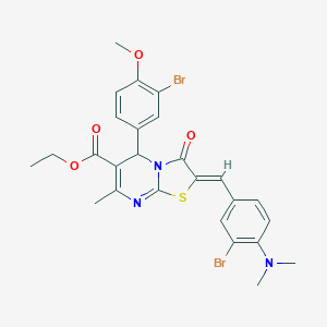 molecular formula C26H25Br2N3O4S B304967 ethyl 2-[3-bromo-4-(dimethylamino)benzylidene]-5-(3-bromo-4-methoxyphenyl)-7-methyl-3-oxo-2,3-dihydro-5H-[1,3]thiazolo[3,2-a]pyrimidine-6-carboxylate 