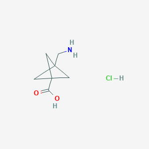 molecular formula C7H12ClNO2 B3049726 3-(Aminomethyl)bicyclo[1.1.1]pentane-1-carboxylic acid hydrochloride CAS No. 2173991-78-9