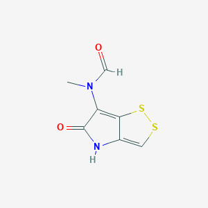 molecular formula C7H6N2O2S2 B3049743 Formamide, N-(4,5-dihydro-5-oxo-1,2-dithiolo(4,3-b)pyrrol-6-yl)-N-methyl- CAS No. 21787-65-5