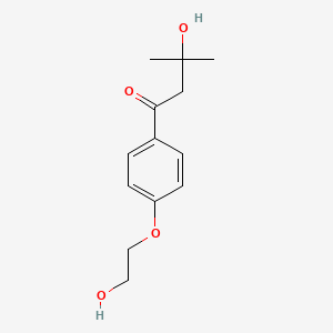 molecular formula C13H18O4 B3049788 3-Hydroxy-1-[4-(2-hydroxyethoxy)phenyl]-3-methylbutan-1-one CAS No. 220183-80-2