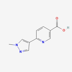 molecular formula C16H13N3O2 B3049796 6-(1-Benzyl-1H-pyrazol-4-YL)-nicotinic acid CAS No. 220461-82-5
