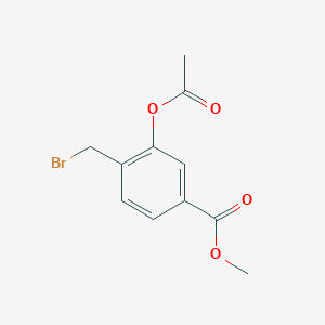 molecular formula C11H11BrO4 B3049798 Benzoic acid, 3-(acetyloxy)-4-(bromomethyl)-, methyl ester CAS No. 220504-68-7