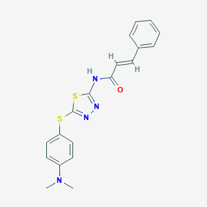 molecular formula C19H18N4OS2 B304982 N-(5-{[4-(dimethylamino)phenyl]sulfanyl}-1,3,4-thiadiazol-2-yl)-3-phenylacrylamide 