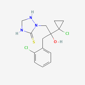 molecular formula C14H17Cl2N3OS B3049840 2-(2-(1-Chlorocyclopropyl)-3-(2-chlorophenyl)-2-hydroxypropyl)-1,2,4-triazolidine-3-thione CAS No. 222408-90-4