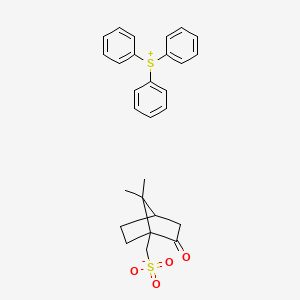 molecular formula C28H30O4S2 B3049954 Sulfonium, triphenyl-, 7,7-dimethyl-2-oxobicyclo[2.2.1]heptane-1-methanesulfonate (1:1) CAS No. 227199-92-0