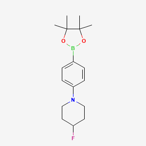 molecular formula C17H25BFNO2 B3050017 4-Fluoro-1-(4-(4,4,5,5-tetramethyl-1,3,2-dioxaborolan-2-YL)phenyl)piperidine CAS No. 2304634-25-9